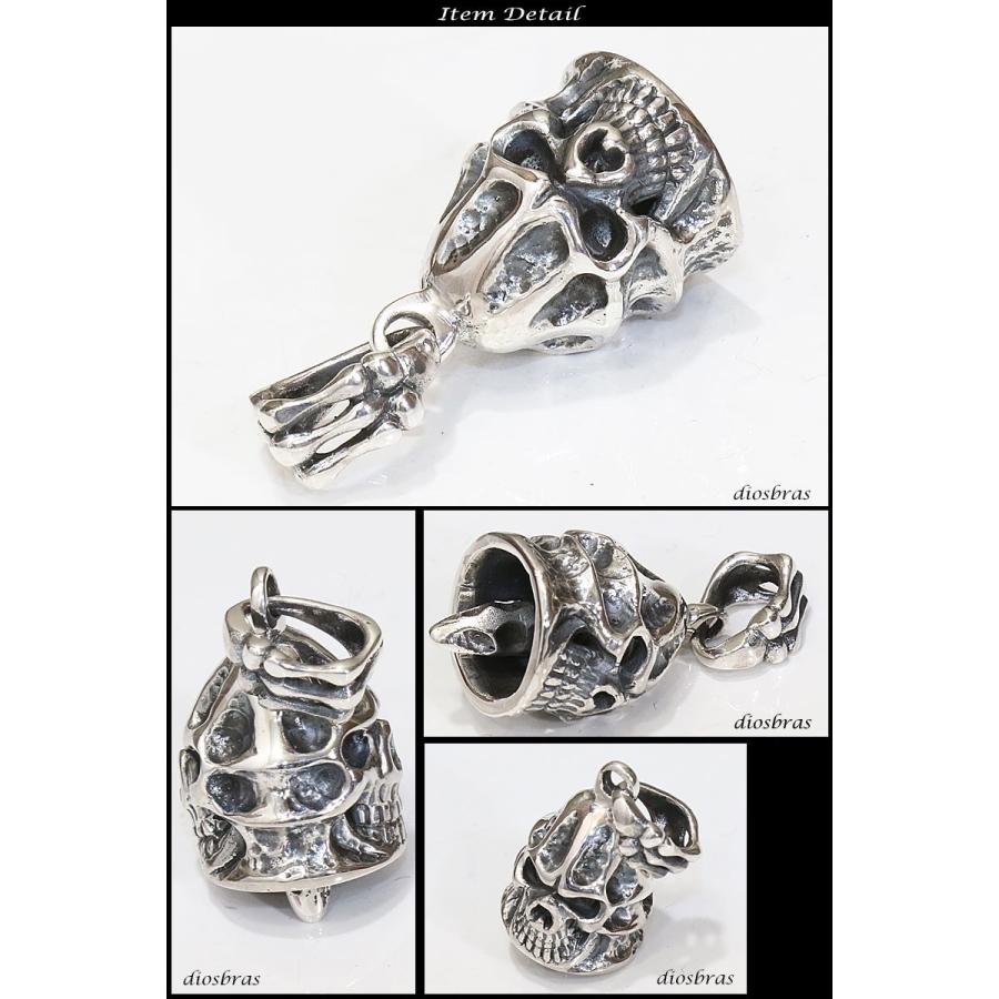 スカル ハンド ベル ペンダント トップ 骸骨 鈴 ネックレス シルバー