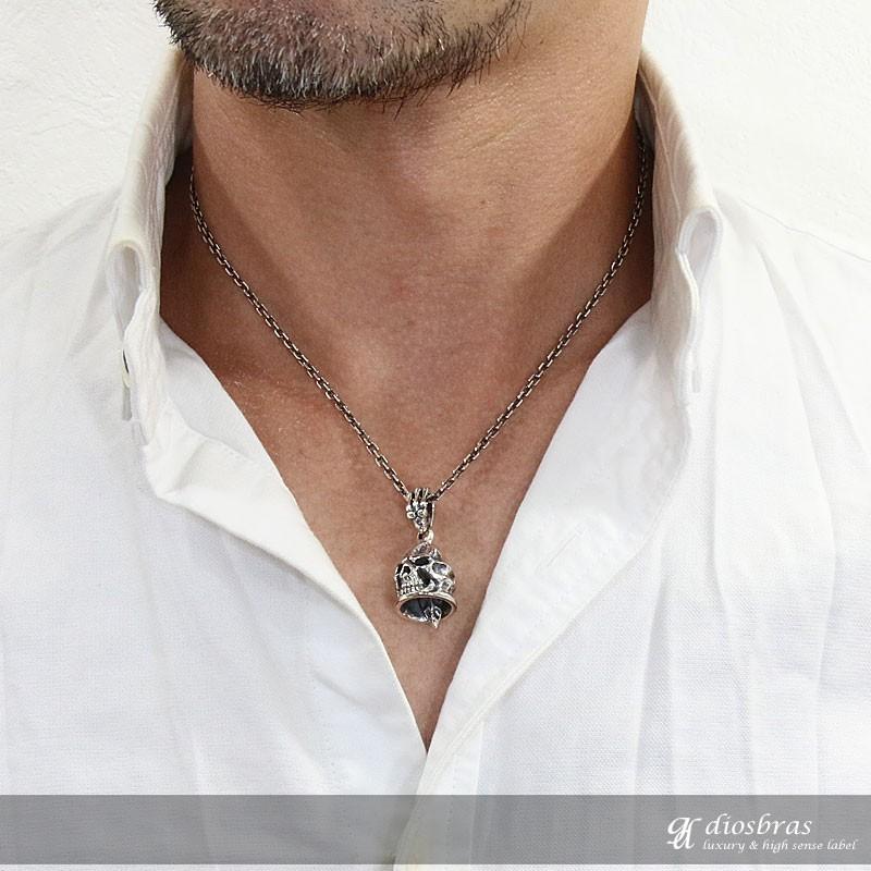 スカル ハンド ベル ペンダント トップ 骸骨 鈴 ネックレス シルバー