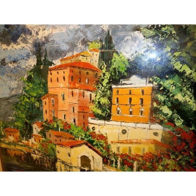 イタリア油絵 絵画 マルコ 作 水車小屋のある風景 インテリア 大型