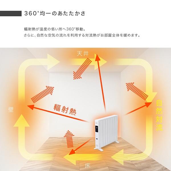 VERSOS（ベルソス） オイルレスヒーター 8畳 1200W 省エネ オイル