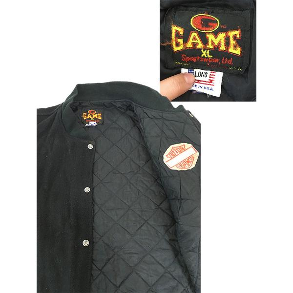 古着 90s USA製 HARLEY DAVIDSON 本革 レザー メルトン ウール