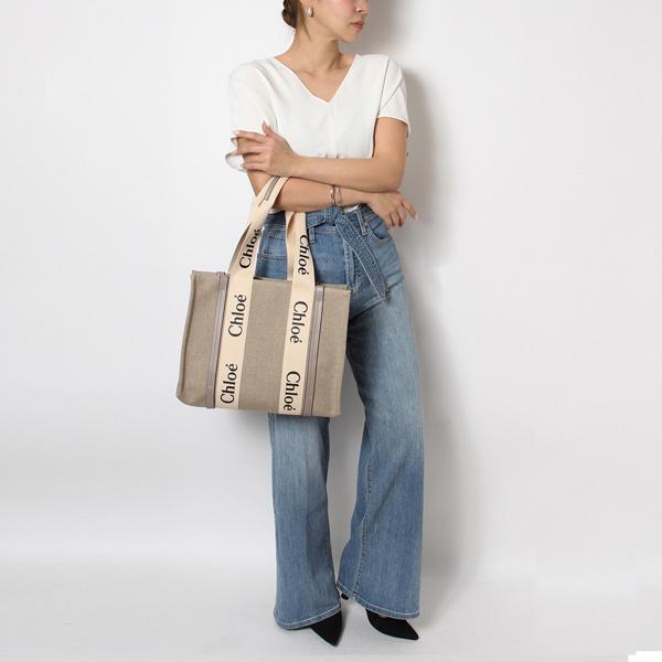 Chloe（クロエ） 24春夏新色 WOODY ミディアム トートバッグ【00O MUSK