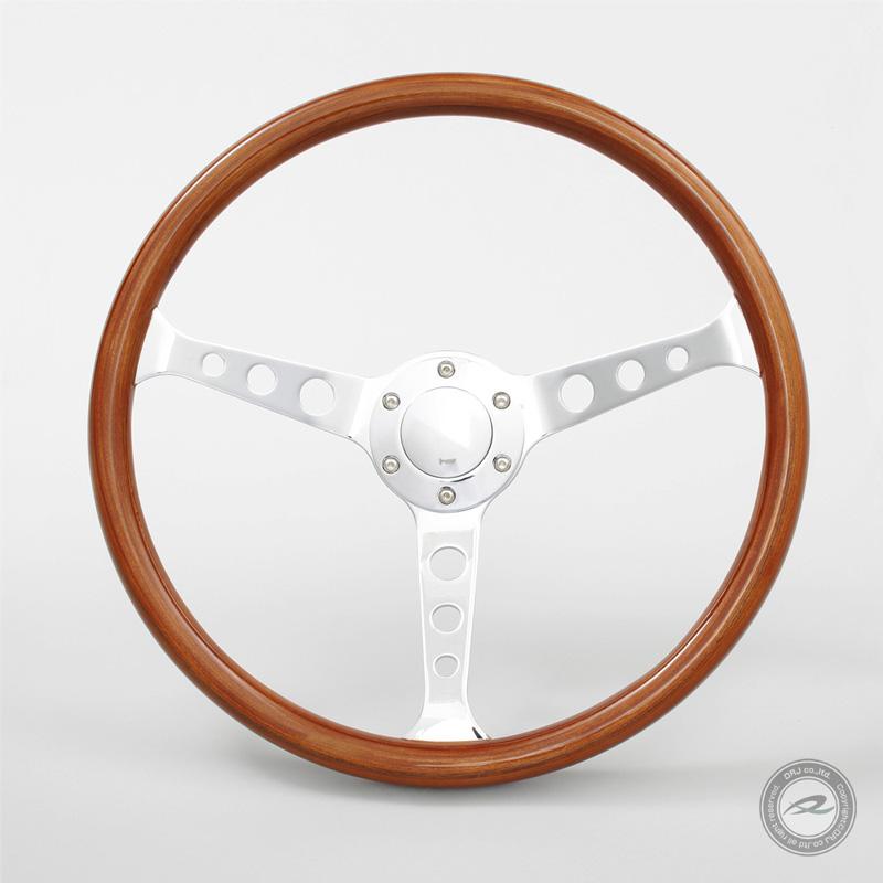 ウッドステアリング 37.5Φ ウッド＆ポリッシュ クラッシックタイプ 大