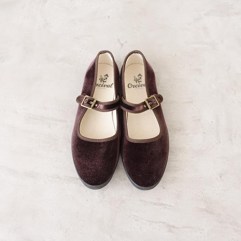 ORCIVAL（オーシバル） *ベルベットストラップシューズ 24.5*ダーク