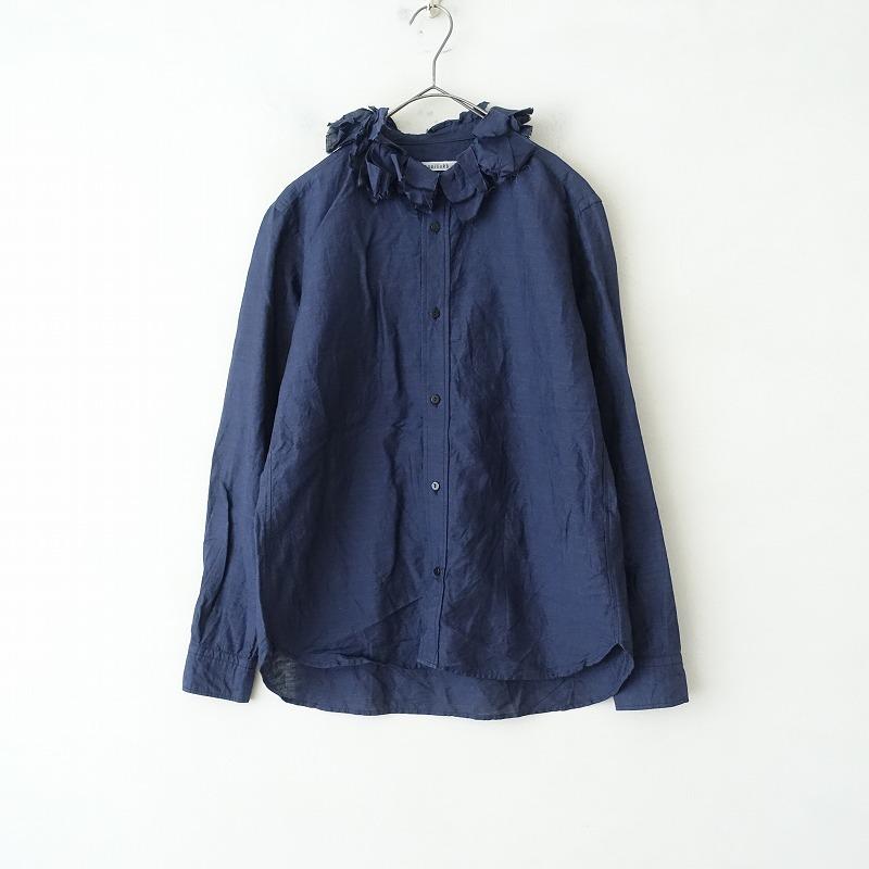 TOUJOURS（トゥジュー） *リネンコットンフリルカラー長袖シャツ*F