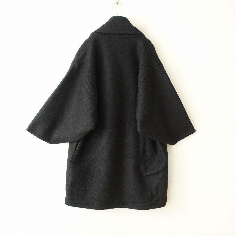 ソウソウ SOU *御御衣 長丈 袷 羽織コート*Sウール毛ブラック黒ピン