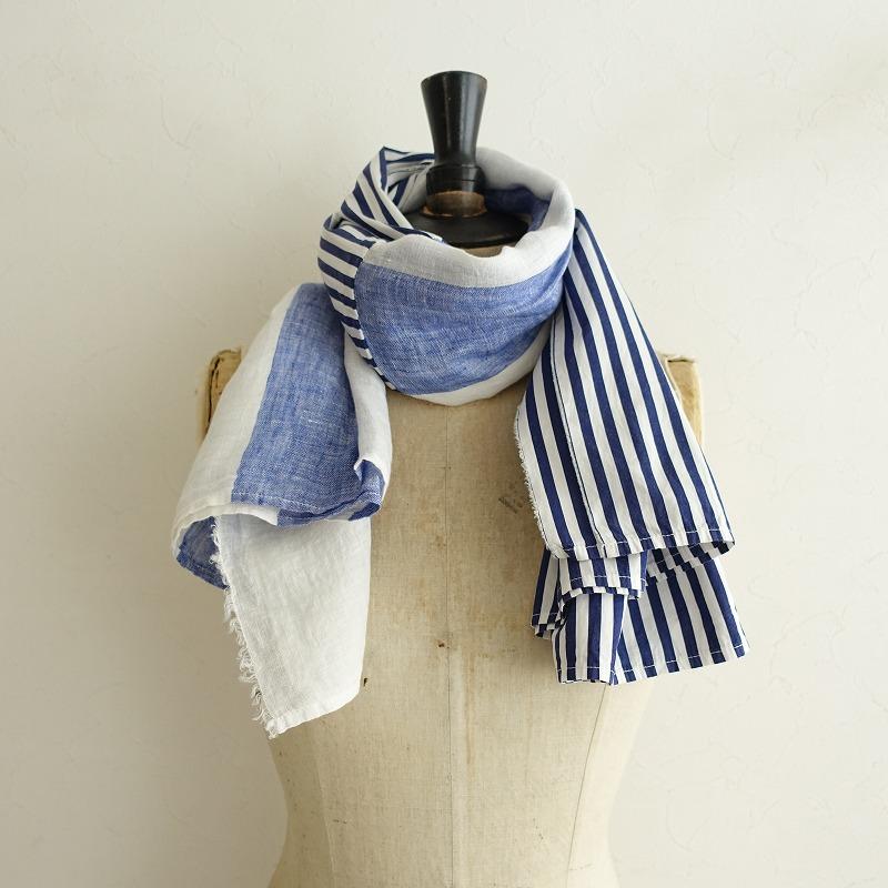 ダニエラグレジス DANIELA GREGIS *異素材切替ストライプ大判ストール