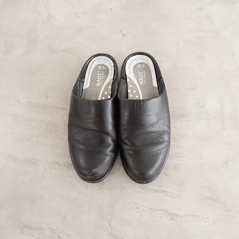 ナオト NAOT *LODOS ロドス サボ 36/23*ブラック黒レザー皮革シューズ