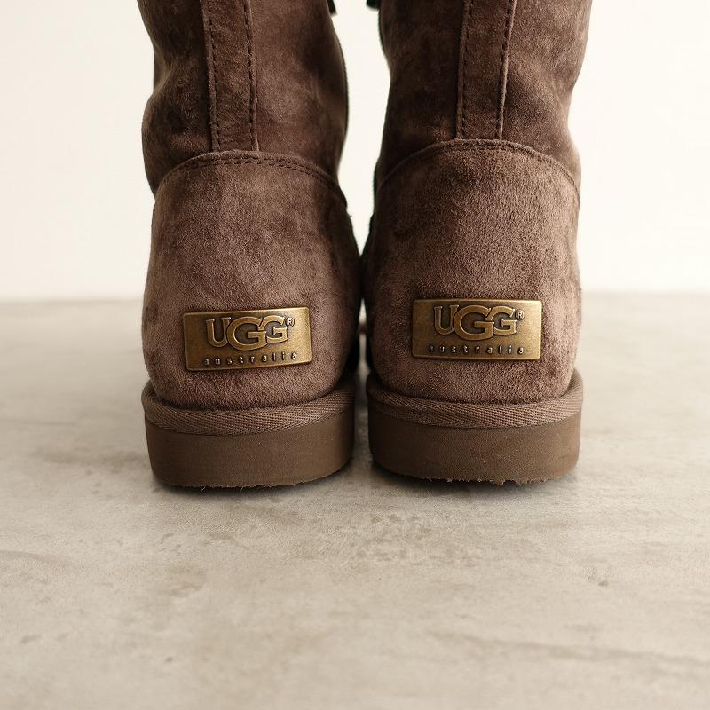 アグ UGG *サイドジップムートンブーツ 37/23*ダークブラウンレザー
