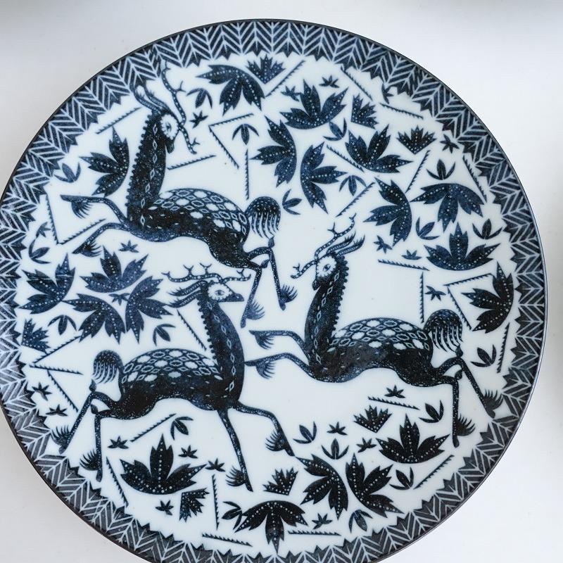 未使用】定価1.5万/スコープ scope *六寸皿 印判鳥獣五画 プレート18cm