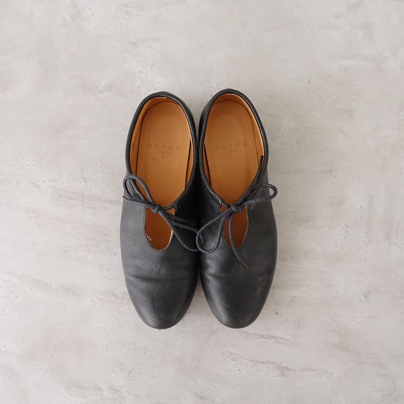 TANDEY オルソー ORSOO *レザーシューズ 4/24.5*ブラック黒リボン