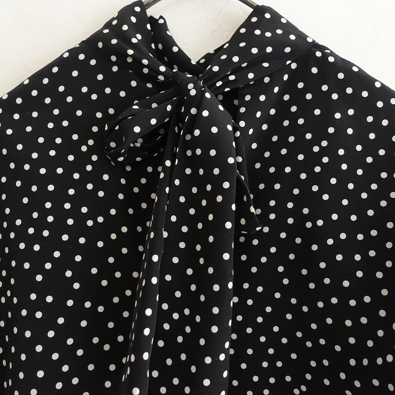 SINME 【美品/2023SS/定価2.9万】シンメ *ドットボウタイブラウス*M黒