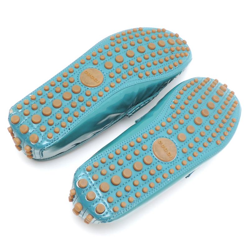 GUCCI リボン付きライトブルーフラットシューズ 35 GUCCI リボン付き