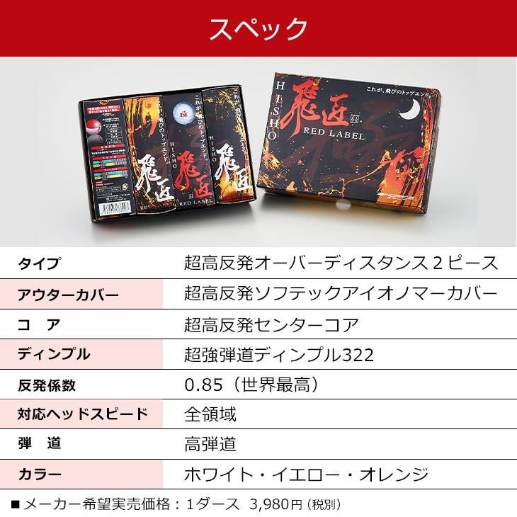 ワークスゴルフ ゴルフボール 2023年 飛匠 レッドラベル 極 3ダース