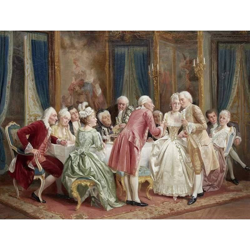 ロココ調ゴールドダブルフレーム 貴族額絵 ファブリック印刷 274M