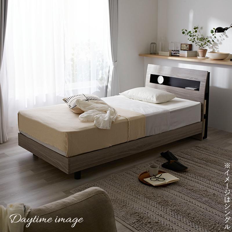 すのこベッド ダブル ベッド 木製 柵 ベッドフレーム 開梱設置 宮付き