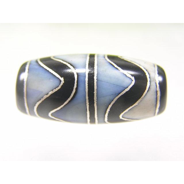 銀線入り 四線虎牙天珠（しせんとらきばてんじゅ）瑪瑙 魔除け 開運