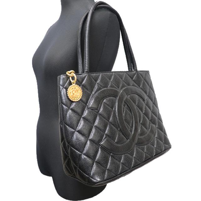 キャビアスキン シャネル CHANEL 復刻 トート バッグ 黒 ブラック