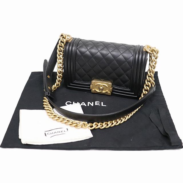 BOY CHANEL シャネル ボーイ チェーン ショルダー バッグ 黒 レザー