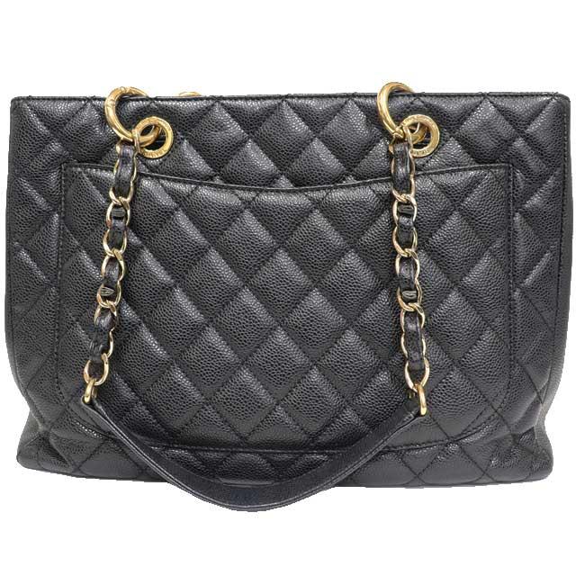 キャビアスキン （美品）シャネル CHANEL GST チェーン トート バッグ
