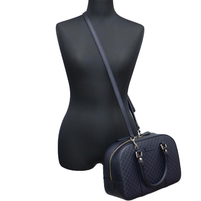 グッチシマ (美品)グッチ GUCCI 2way ミニボストン バッグ 斜め掛け 紺