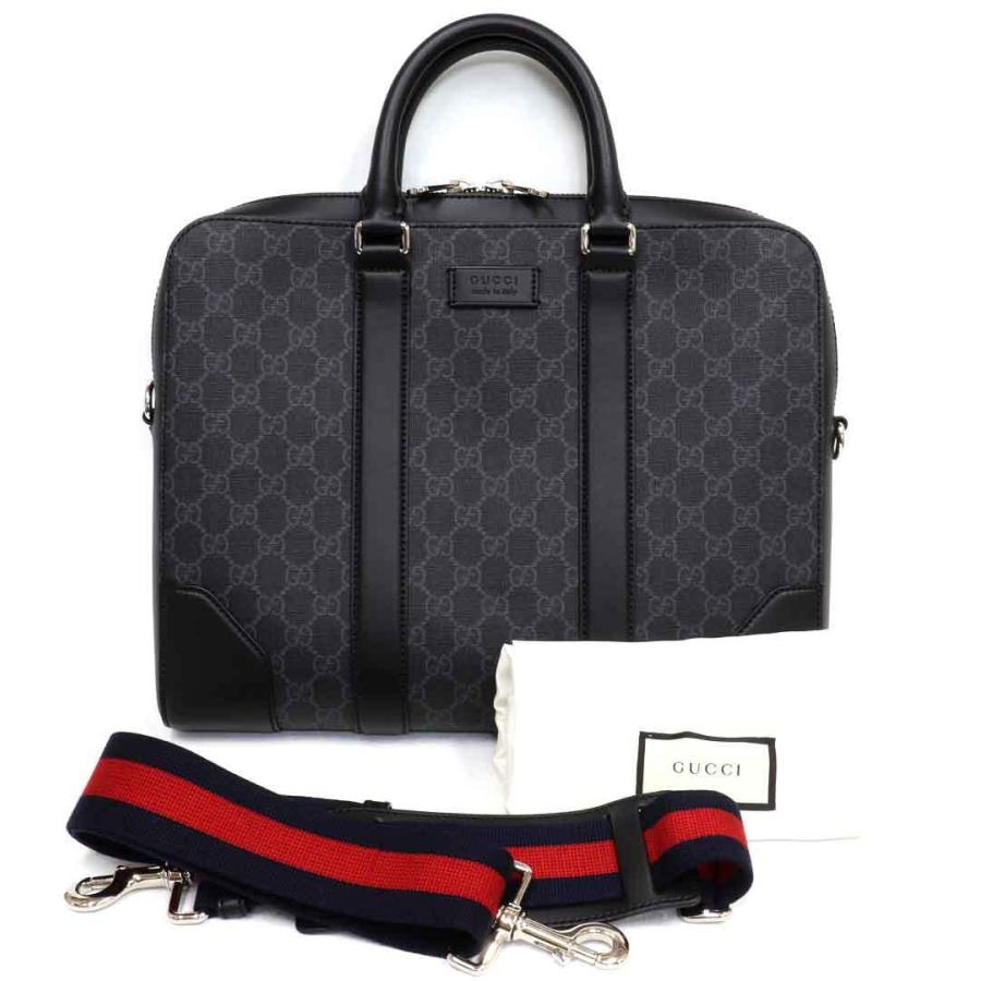GG (美品)グッチ GUCCI ブリーフケース 書類バッグ 2Way GG柄 黒