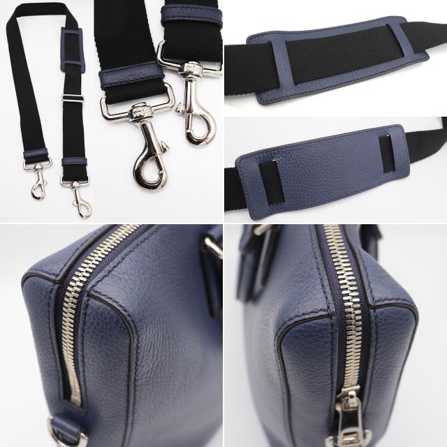 GUCCI（グッチ） ビジネスバッグ レザー ネイビー シルバー金具 387074
