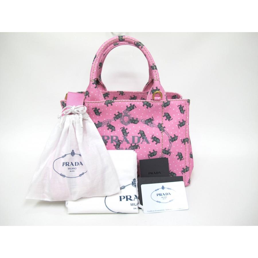 CANAPA PRADA プラダ 未使用 カナパ2wayトート ピンク エレファント柄