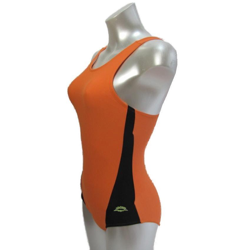 女子（大人用）オレンジ水着 SSW41 (明石被服) オレンジ×黒 サイズS・M