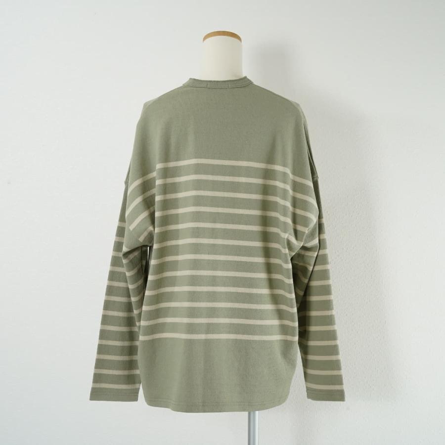 CLANE（クラネ） WIDE HENRY NECK BORDER TOPS ワイドヘンリーネック