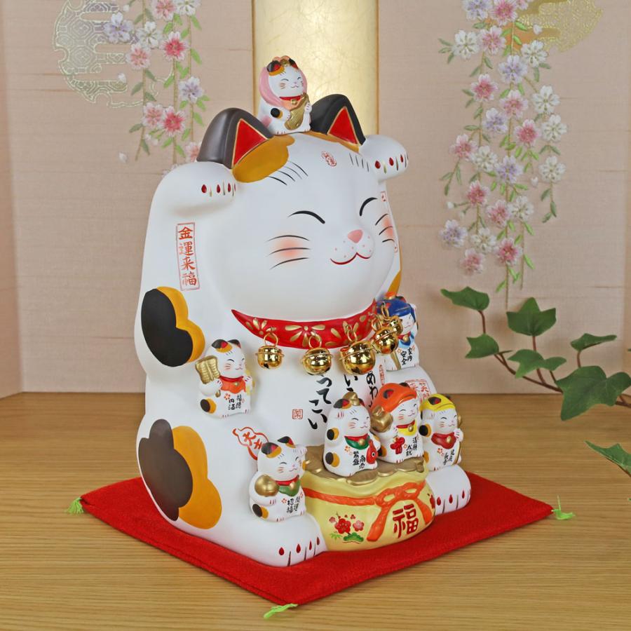 招き猫 置物 商売繁盛 招き猫の置物 (彩絵七福神招き猫(8.5号)両手招き