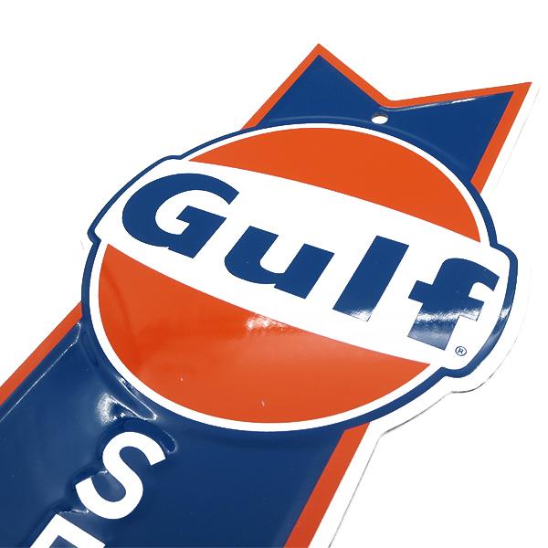ブリキ看板 GULF ガレージ アメリカ雑貨 ダイカット エンボスメタル