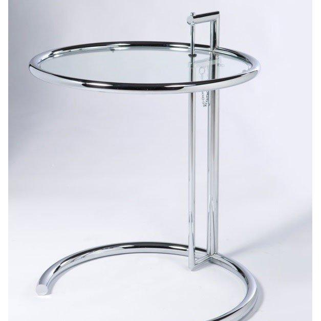 サイドテーブル アイリーングレイ ガラステーブル イタリア製 スチール