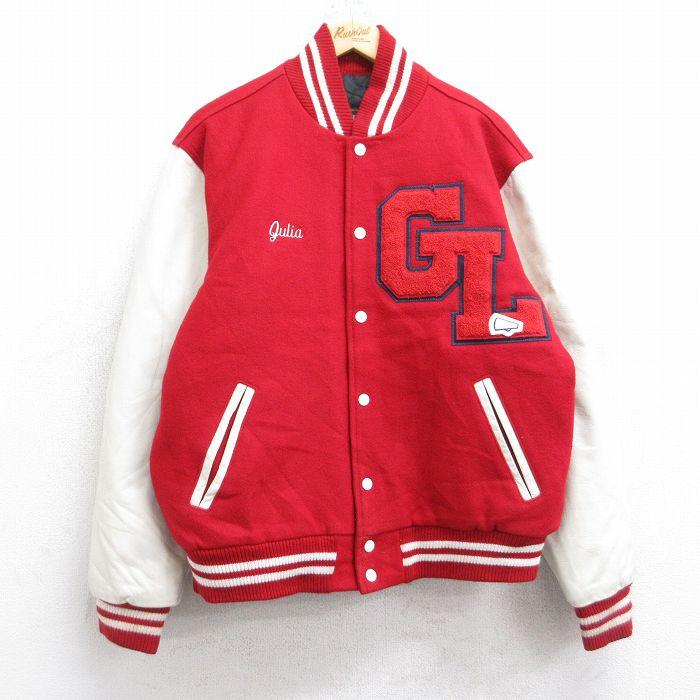 XL/古着 長袖 スタジャン メンズ 00s メガホン チアリーディング 袖