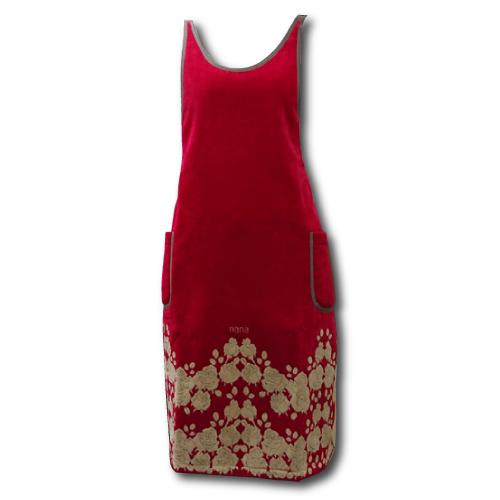 正規品【横浜ナナ 湘南ナナ】nana エプロン 裾ローズ柄 薔薇 レッド