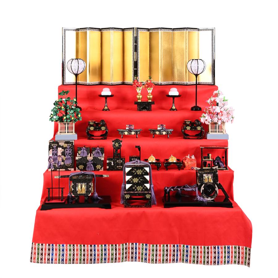 雛人形】【七段飾】七段飾万葉雛緋毛氈段：九番親王三五十三人揃伏見屋