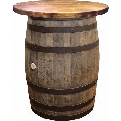 ウイスキー樽テーブル シンプルタイプ（天板800φ）（黒タガ）（代引き