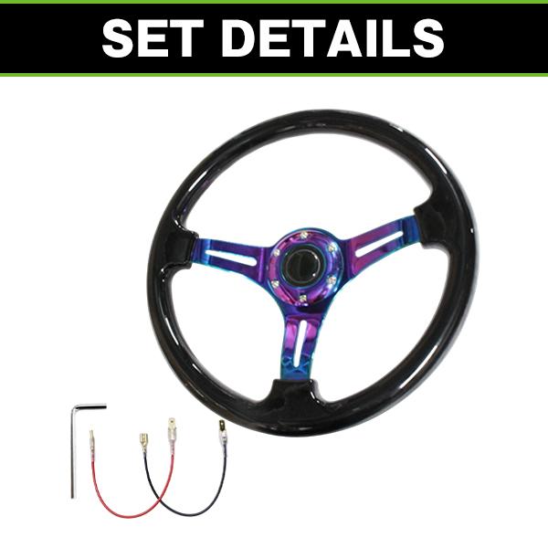 MOMO形状対応 ステアリング 黒×ネオクローム 35Φ 350mm ハンドル