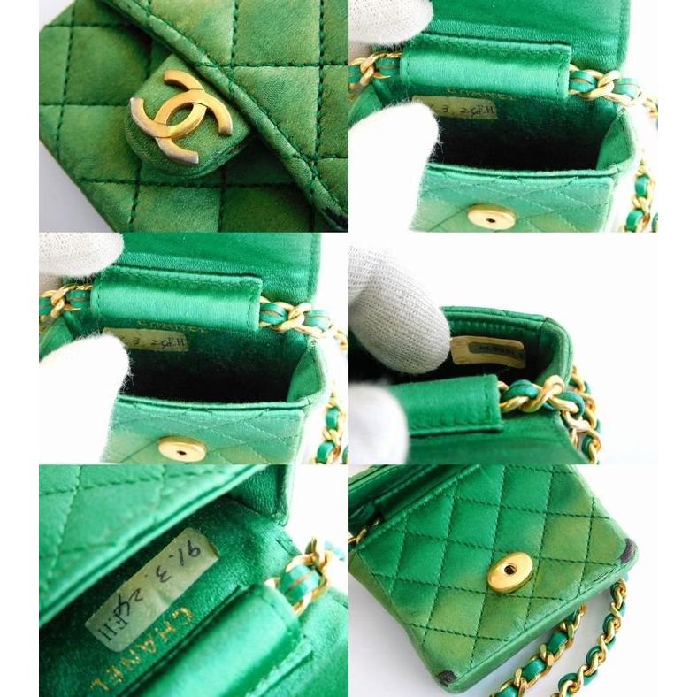 CHANEL（シャネル） □ ミニミニショルダーポシェット サテン グリーン