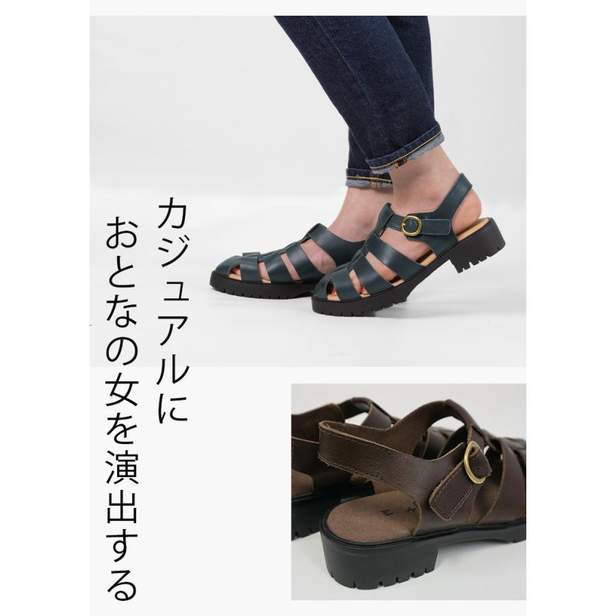NU+ 【Outlet50%OFF】 グルカサンダル レディース 40代 本革 牛革