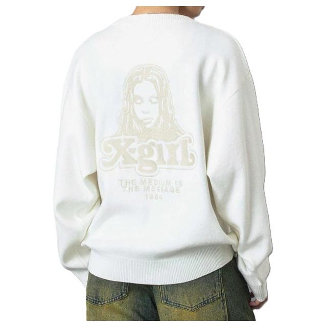 X-girl（エックスガール） X-girl FACE EMBROIDERY KNIT TOP フェイス