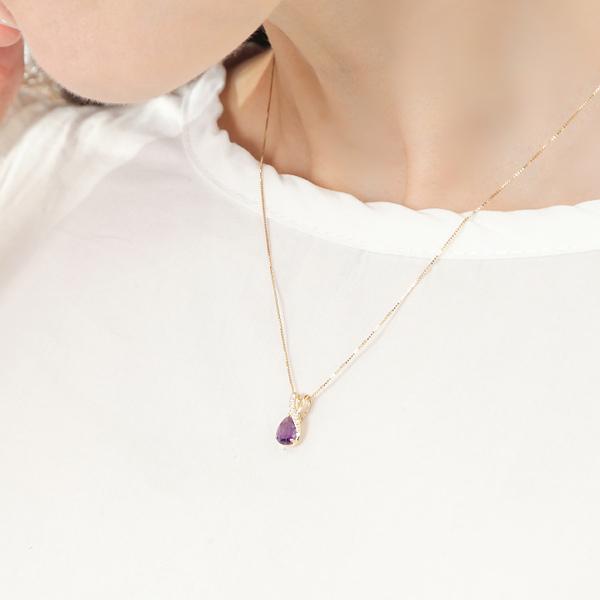 アメジスト ダイヤモンド ネックレス K10YG 10k 10金 イエロー