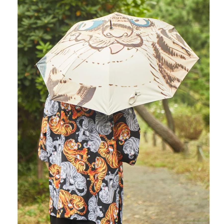 晴雨兼用 傘 獣面相 日傘 雨傘 長傘 UVカット 和柄 動物 トラ ウシ