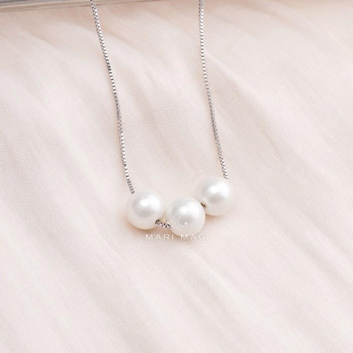 パールネックレス 三粒 10mm 18金 大粒 冠婚葬祭 葬式 結婚式