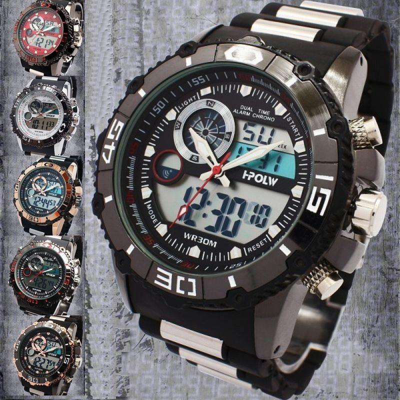 腕時計 アナデジ デジアナ×メタルバンド アナログ&デジタル バック