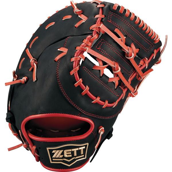 ZETT 軟式グローブ 黒/赤 ファーストミット 中古 ZETT 軟式グローブ 黒