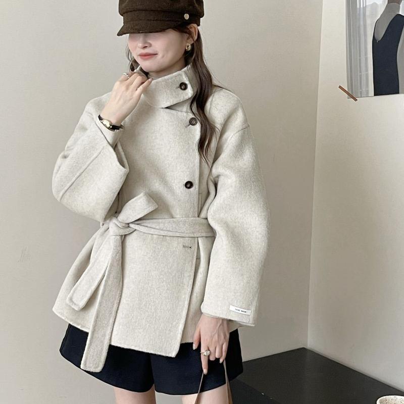 ウールコート アシンメトリー ショート丈 レディースアウター 秋冬着