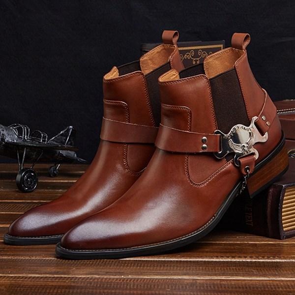 レザー ウェスタンブーツ リングブーツ メンズ サイドゴア バックル