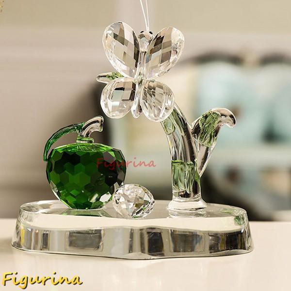 K9クリスタル 置物 平安樹 林檎 蝶々 クリスタルガラス 風水