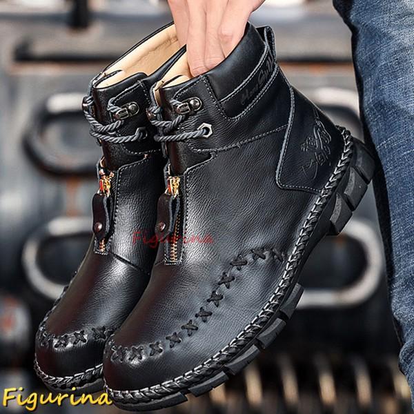 ショートブーツ 24-29cm メンズ ワークブーツ レザー 本革 レース